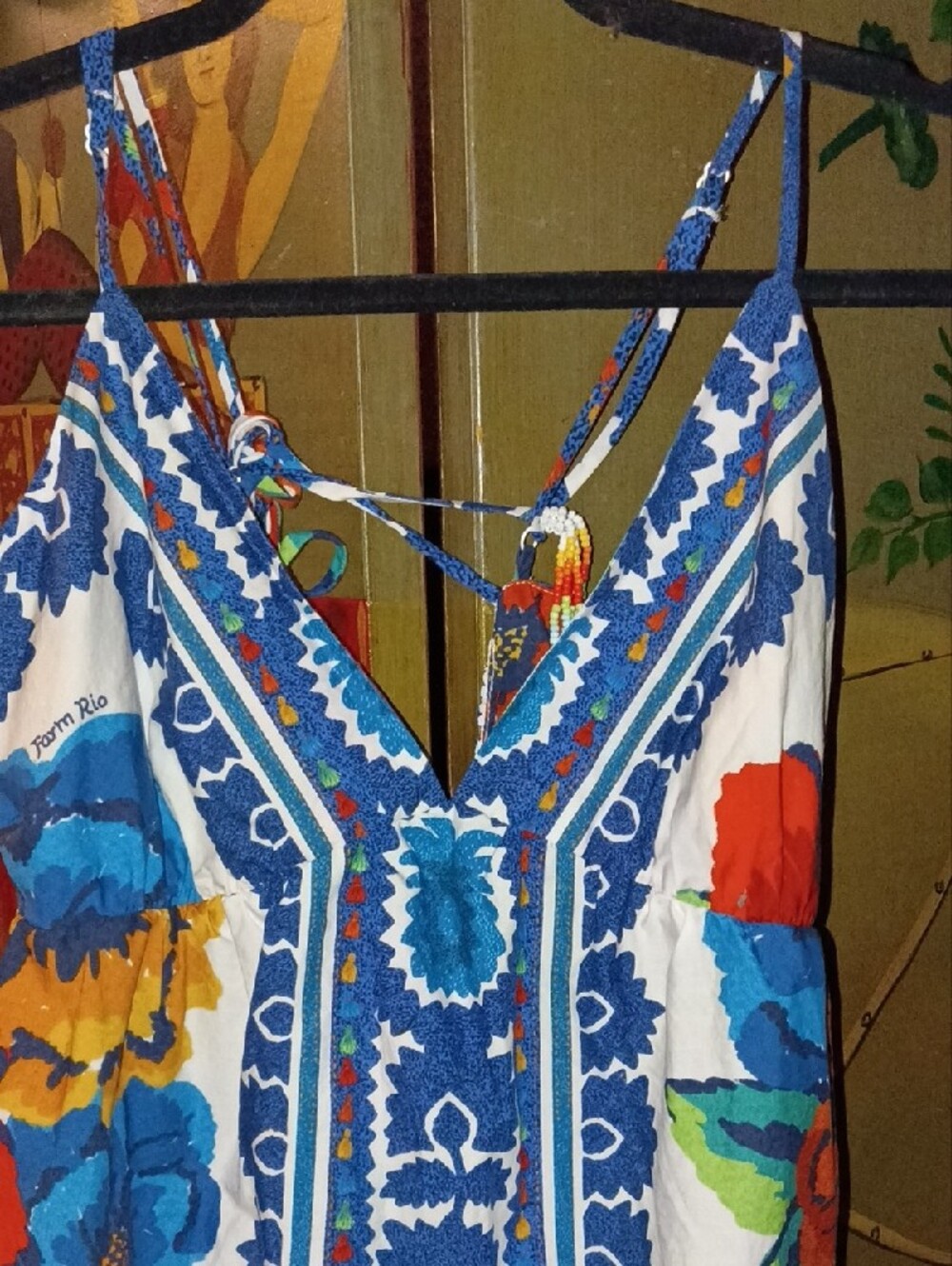 FARM Rio Vibrant Multicolor Floral Slip with Beaded Straps - Picture 3 of 7